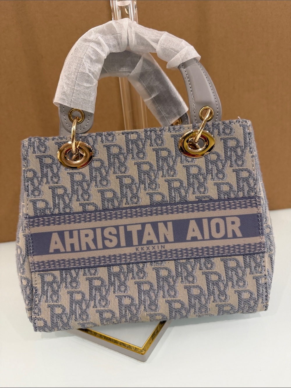 Mini Jacquard Logo Tote in Light Blue